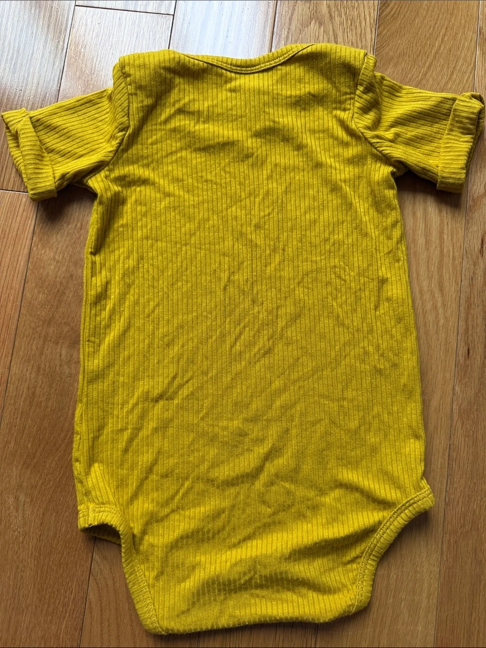 kate quinn Mustard Yellow Ribbed Short-Sleeve Baby One-Piece